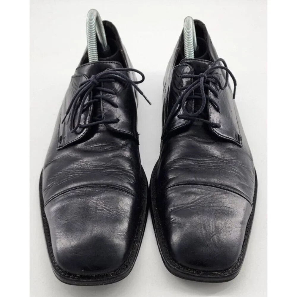 Johnston‎ & Murphy Melton Black Leather Cap Toe Derby Dress Shoes Men's Size 11M